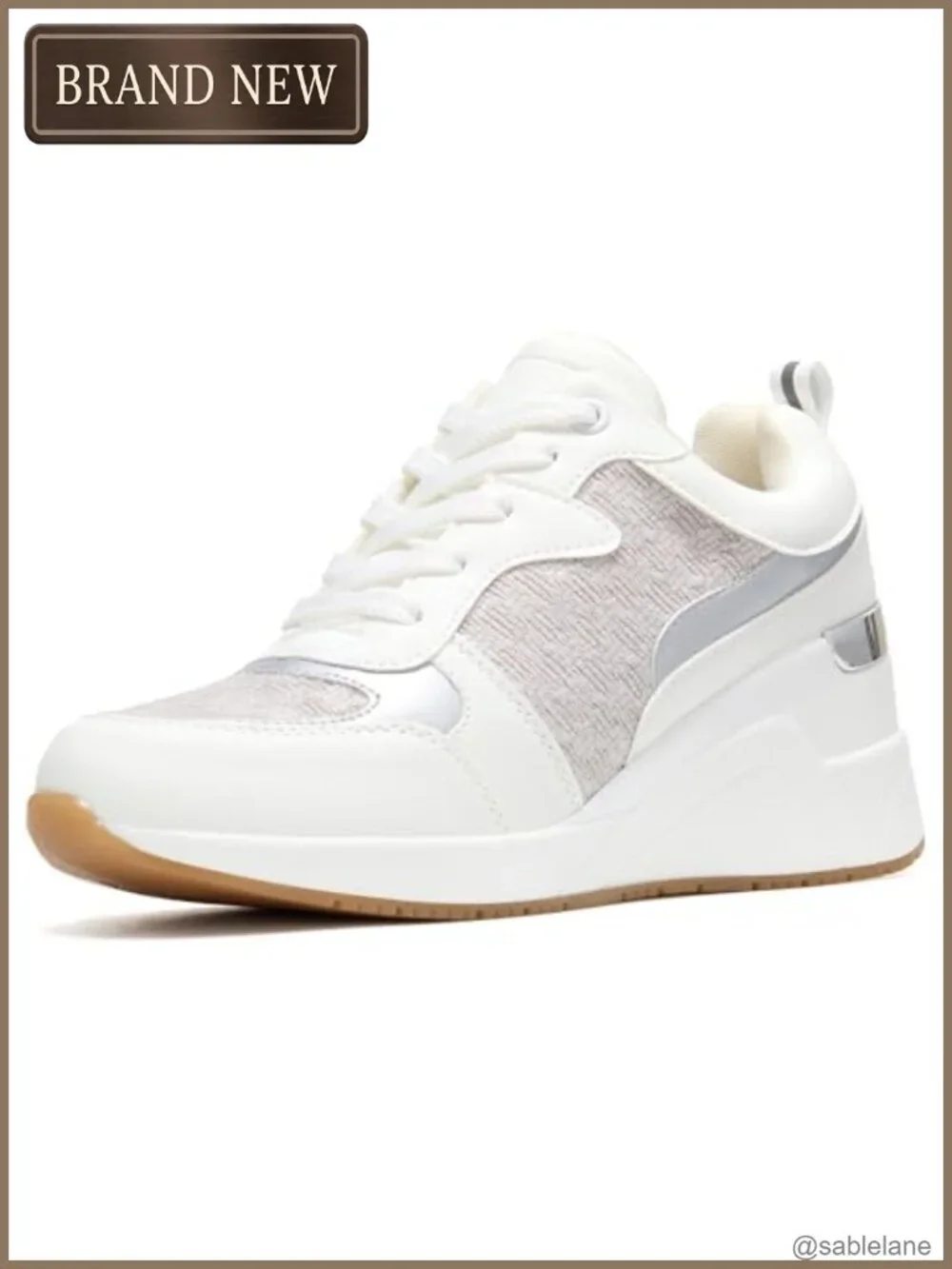 Wedge Sneakers for Women, High Heel Platform Tennis Shoes, Knit Upper, Rubber